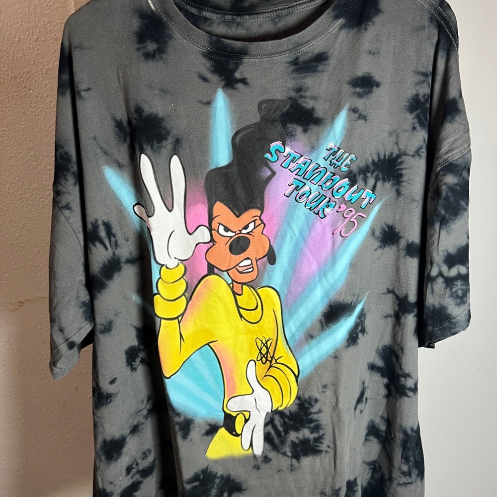Graphic Tie-Dye Tee with Cartoon Character and 'The Standout Tour '95'